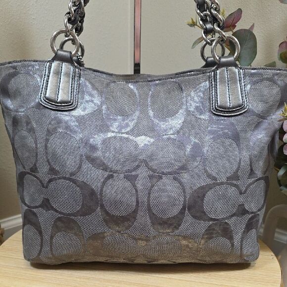 Coach Metallic Gray Signature C Shoulder Bag and Wallet - Picture 5 of 15